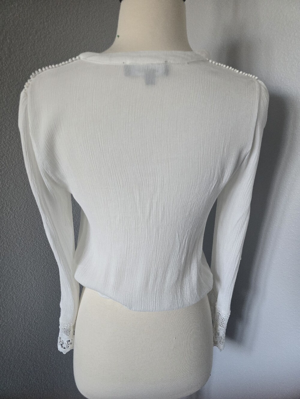 Lulus Bali Daydream White Lace Long Sleeve Top XS Extra Small - Picture 3 of 5